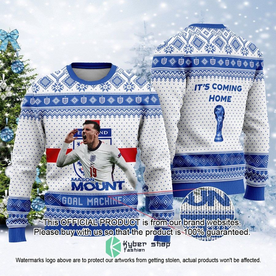England Mason Mount It's Coming Home FiFa World Cup Qatar 2022 Christmas Sweater