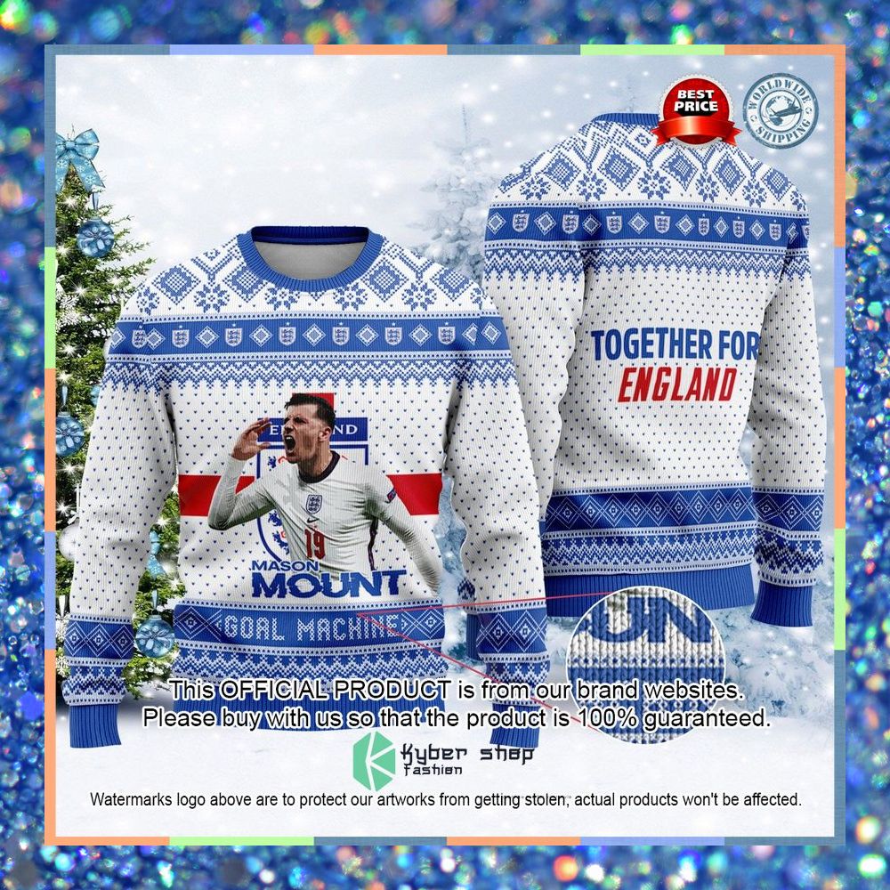 England Mason Mount Together For England FiFa World Cup Qatar 2022 Christmas Sweater 3 England Mason Mount Together For England FiFa World Cup Qatar 2022 Christmas Sweater word3