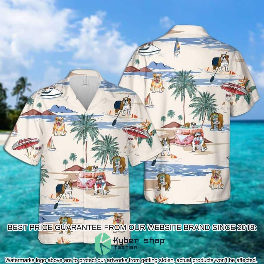 English Bulldog Beach Hawaiian Shirt