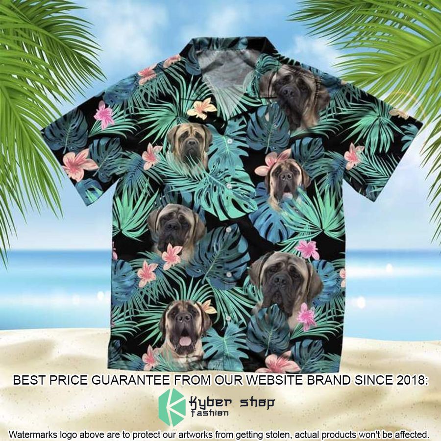 English Mastiff Summer Leaves Hawaiian Shirt word3