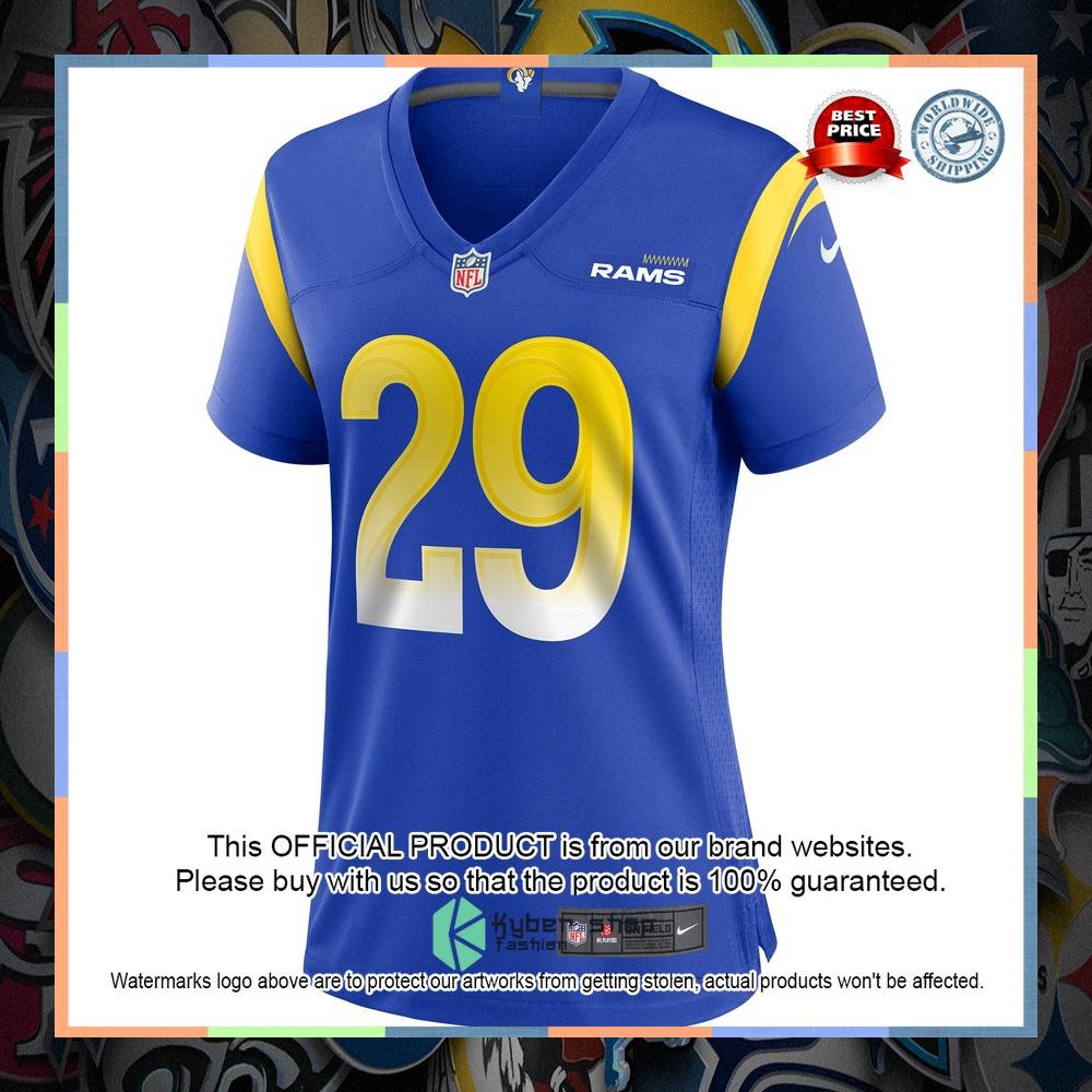 Eric Dickerson Los Angeles Rams Women's Football Retired Royal Football Jersey 6 Eric Dickerson Los Angeles Rams Women's Football Retired Royal Football Jersey word3