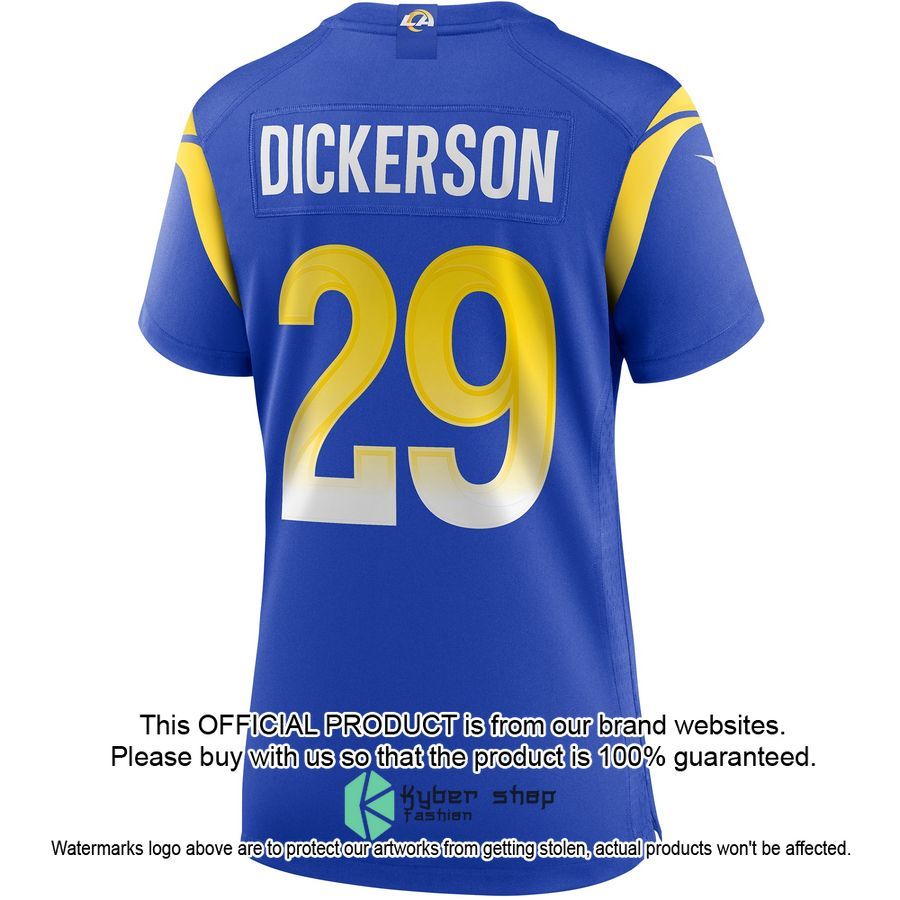 Eric Dickerson Los Angeles Rams Women's Football Retired Royal Football Jersey 3 Eric Dickerson Los Angeles Rams Women's Football Retired Royal Football Jersey word3