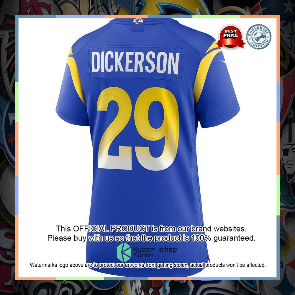 Eric Dickerson Los Angeles Rams Women's Football Retired Royal Football Jersey 7 Eric Dickerson Los Angeles Rams Women's Football Retired Royal Football Jersey word3