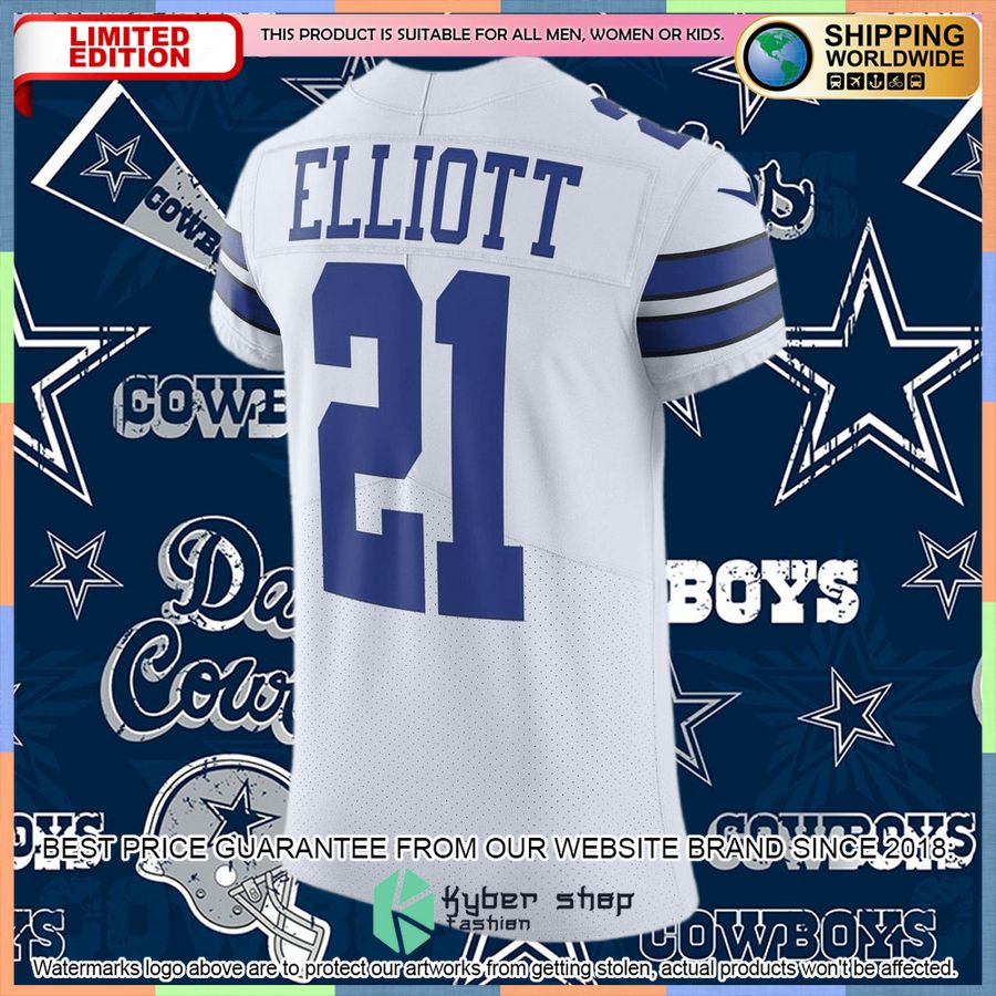 Ezekiel Elliott Dallas Cowboys Vapor Elite White Football Jersey 6 Ezekiel Elliott Dallas Cowboys Vapor Elite White Football Jersey word1