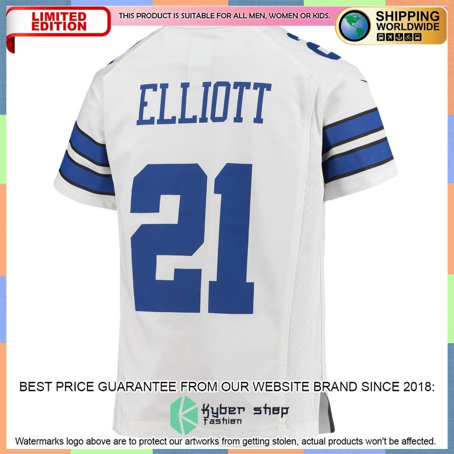 Ezekiel Elliott Dallas Cowboys Youth White Football Jersey 3 Ezekiel Elliott Dallas Cowboys Youth White Football Jersey word3