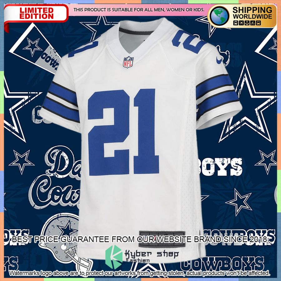 Ezekiel Elliott Dallas Cowboys Youth White Football Jersey 5 Ezekiel Elliott Dallas Cowboys Youth White Football Jersey word3