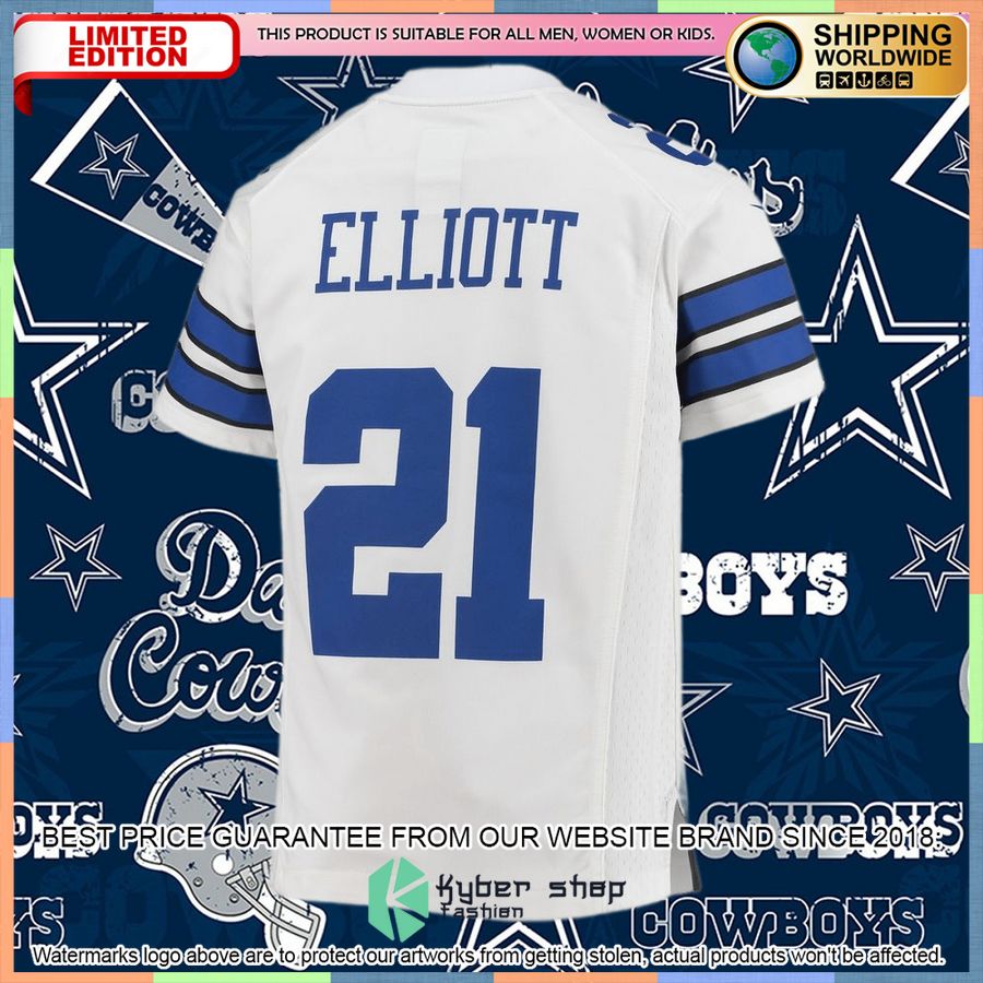 Ezekiel Elliott Dallas Cowboys Youth White Football Jersey 6 Ezekiel Elliott Dallas Cowboys Youth White Football Jersey word3