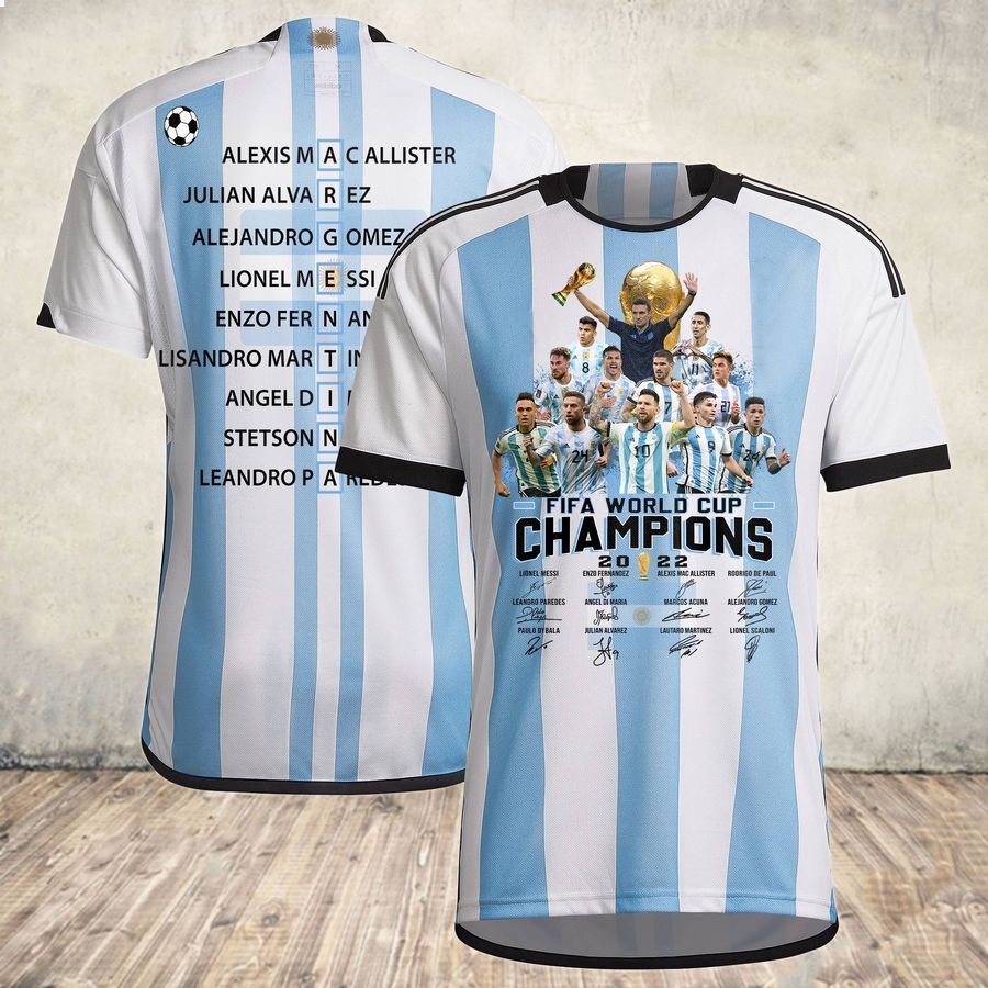 Fifa World Cup Champions 2022 Argentina 3D Shirt