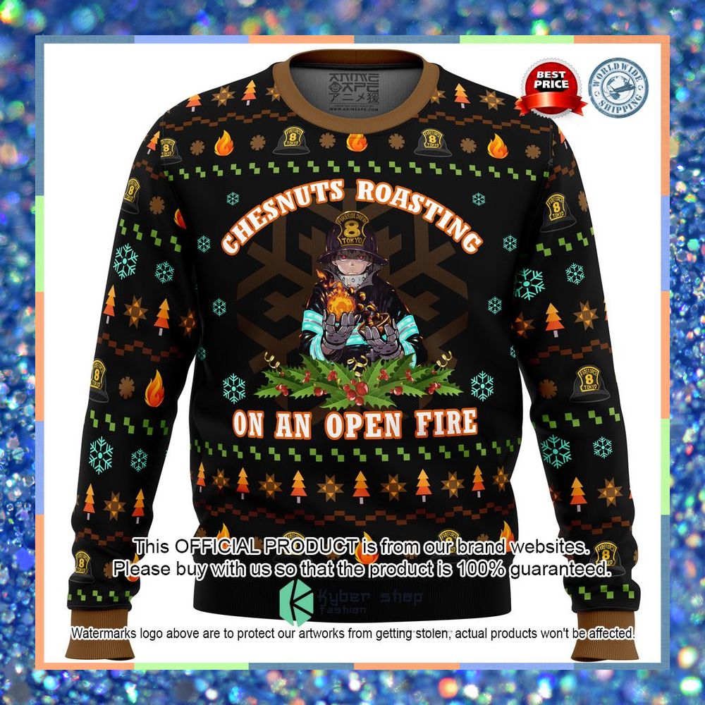Fire Force Chesnuts Roasting Ugly Christmas Sweater 3 Fire Force Chesnuts Roasting Ugly Christmas Sweater word2