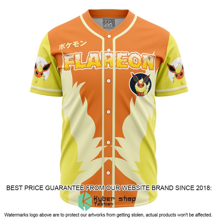 Flareon Eeveelution Pokemon Baseball Jersey
