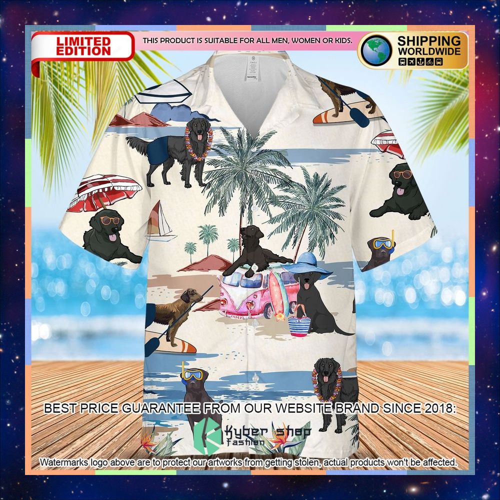 Flat-Coated Retriever Summer Beach Hawaiian Shirt 3 Flat-Coated Retriever Summer Beach Hawaiian Shirt word3