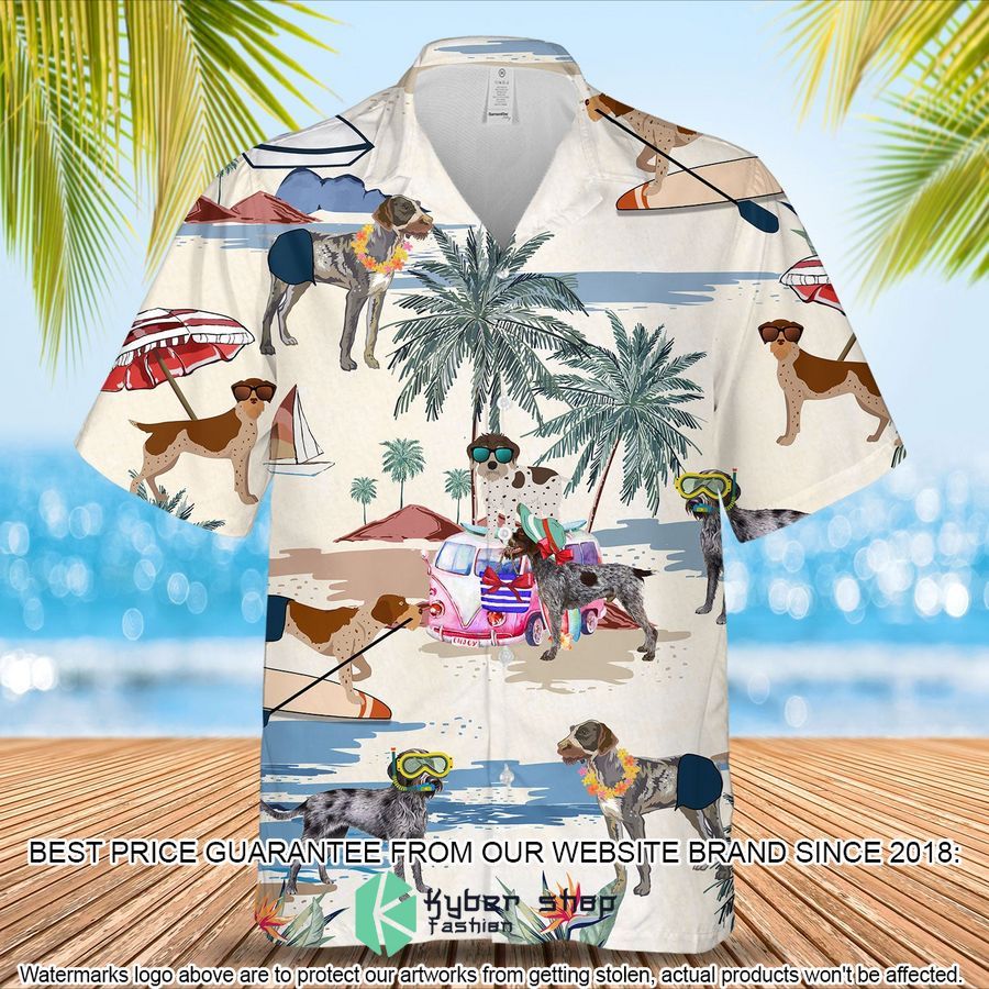 German Wirehaired Pointer Summer Beach Hawaiian Shirt word3