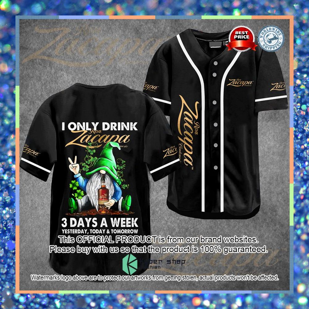 Gnome I Only Drink Zacapa 3 Days A Week Baseball Jersey 5 Gnome I Only Drink Zacapa 3 Days A Week Baseball Jersey word3