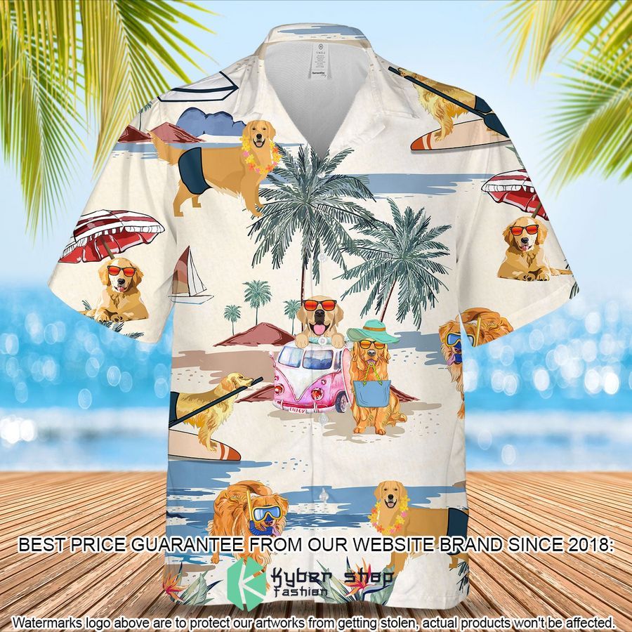 Golden Retriever Summer Beach Hawaiian Shirt