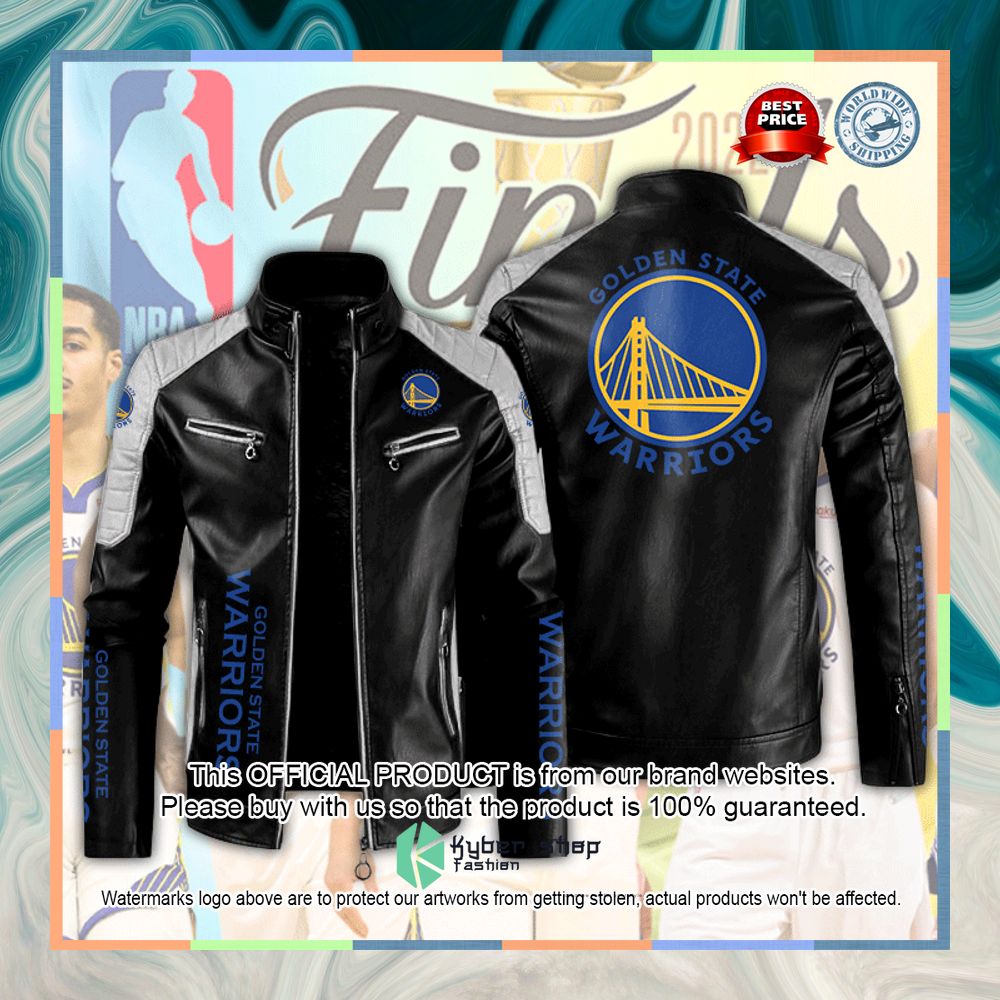 Golden State Warriors Motor Block Leather Jacket 4 Golden State Warriors Motor Block Leather Jacket word1