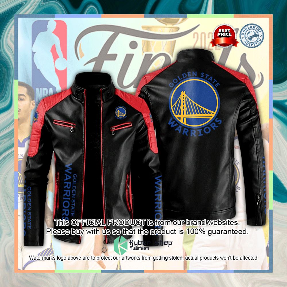 Golden State Warriors Motor Block Leather Jacket 5 Golden State Warriors Motor Block Leather Jacket word1