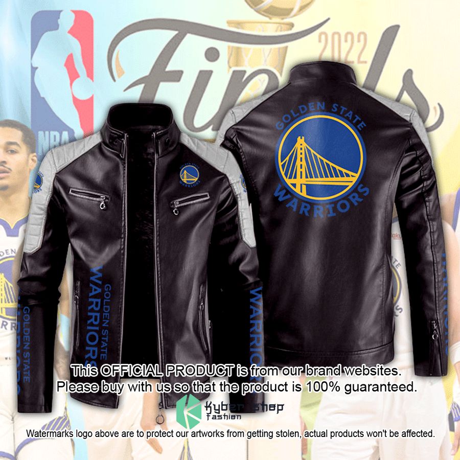 Golden State Warriors Motor Block Leather Jacket 3 Golden State Warriors Motor Block Leather Jacket word1