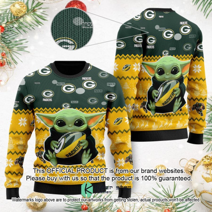 Green Bay Packers Baby Yoda Christmas Sweater