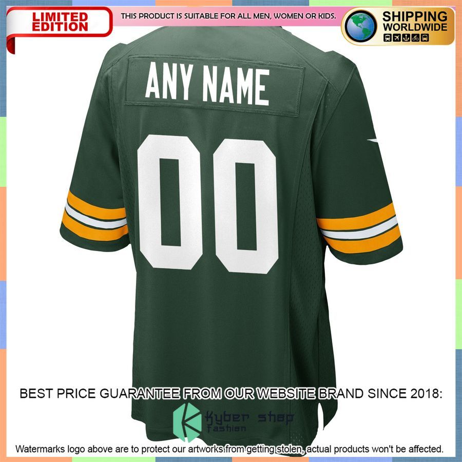 Green Bay Packers Custom Team Green Football Jersey 3 Green Bay Packers Custom Team Green Football Jersey word2