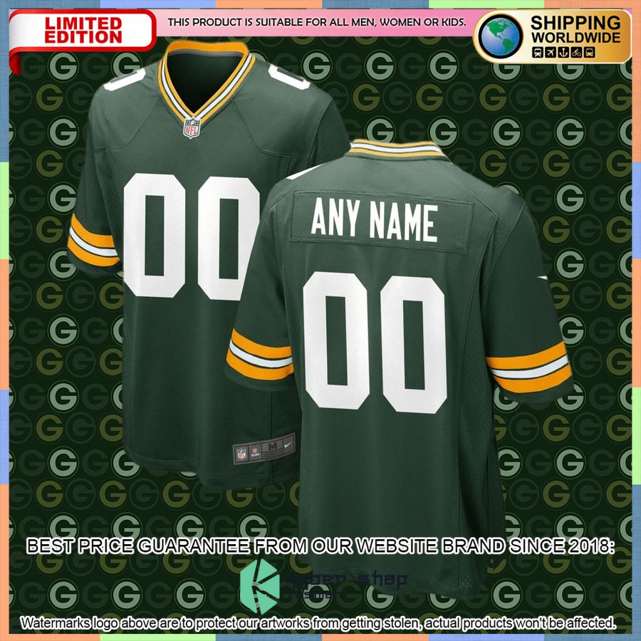 Green Bay Packers Custom Team Green Football Jersey 4 Green Bay Packers Custom Team Green Football Jersey word2