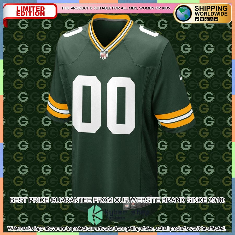 Green Bay Packers Custom Team Green Football Jersey 5 Green Bay Packers Custom Team Green Football Jersey word2