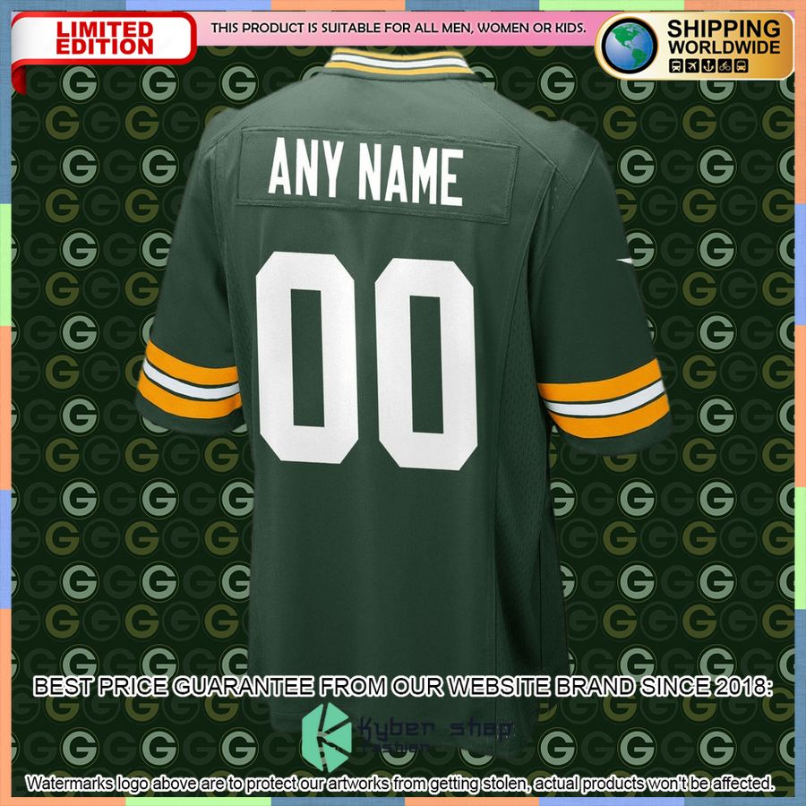 Green Bay Packers Custom Team Green Football Jersey 6 Green Bay Packers Custom Team Green Football Jersey word2