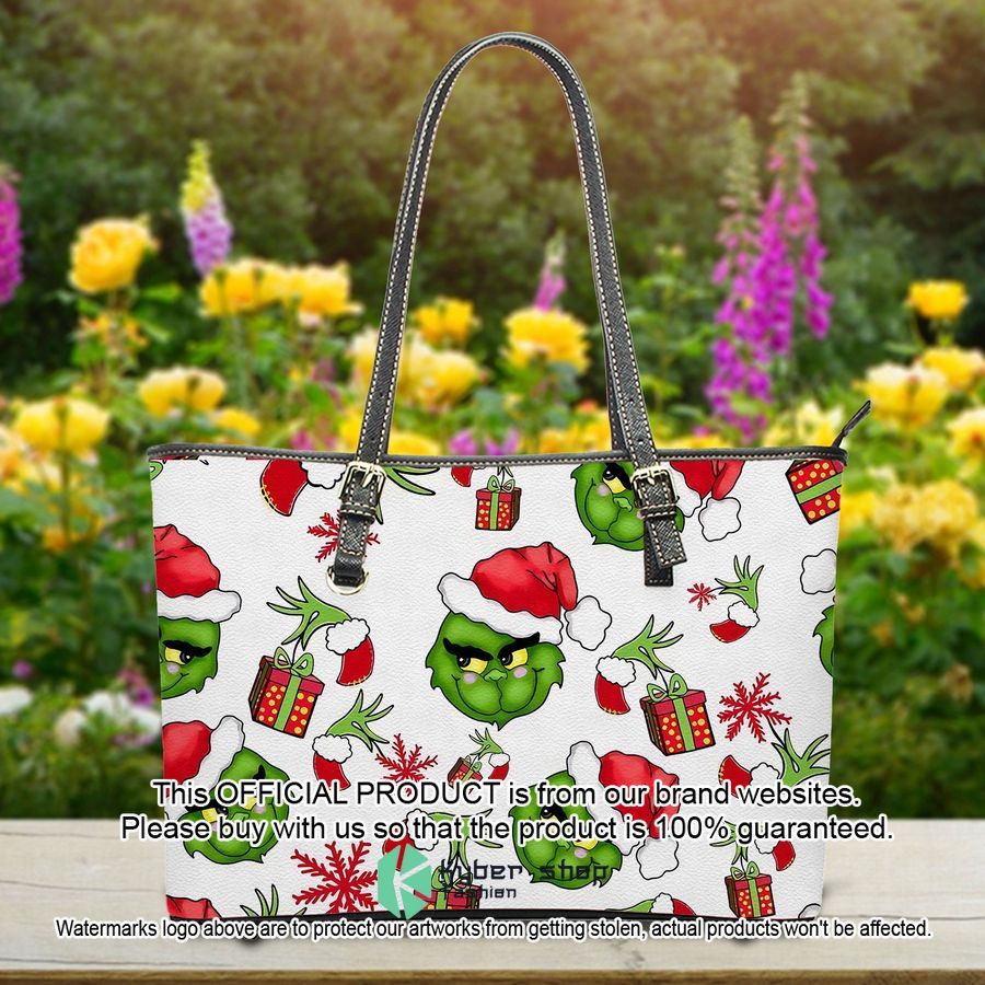 Grinch Christmas Leather Bag word2