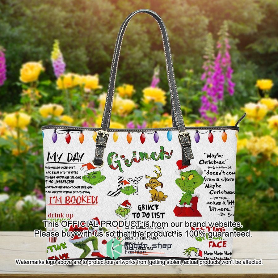 Grinch To Do List Leather Bag