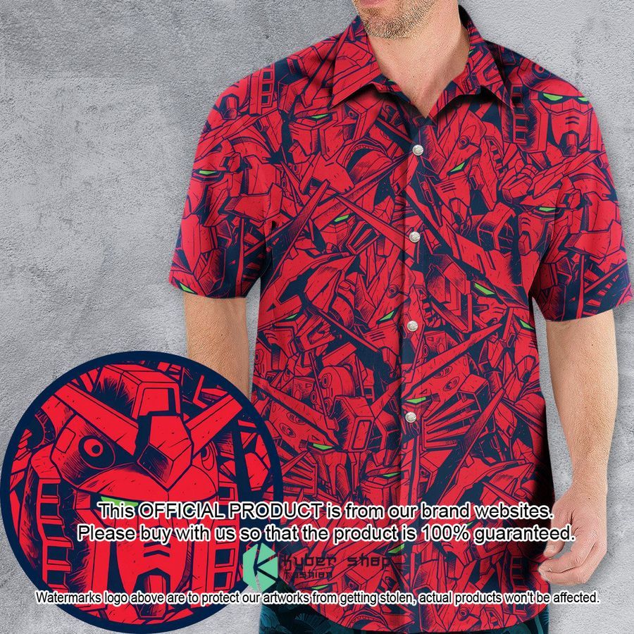 Gundam Camo Magenta Gundam Hawaiian Shirt word2
