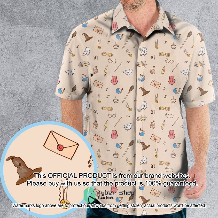 Harry Potter Magic Items Pattern Hawaiian Shirt word3