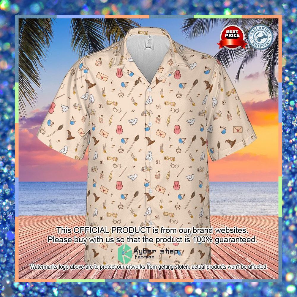 Harry Potter Magic Items Pattern Hawaiian Shirt 7 Harry Potter Magic Items Pattern Hawaiian Shirt word3
