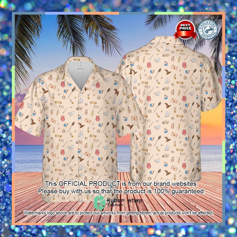 Harry Potter Magic Items Pattern Hawaiian Shirt 9 Harry Potter Magic Items Pattern Hawaiian Shirt word3