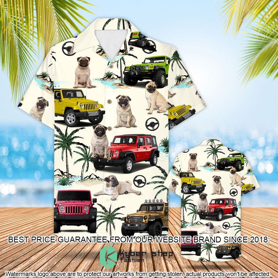 Hawaii Jeep Pug Hawaiian Shirt