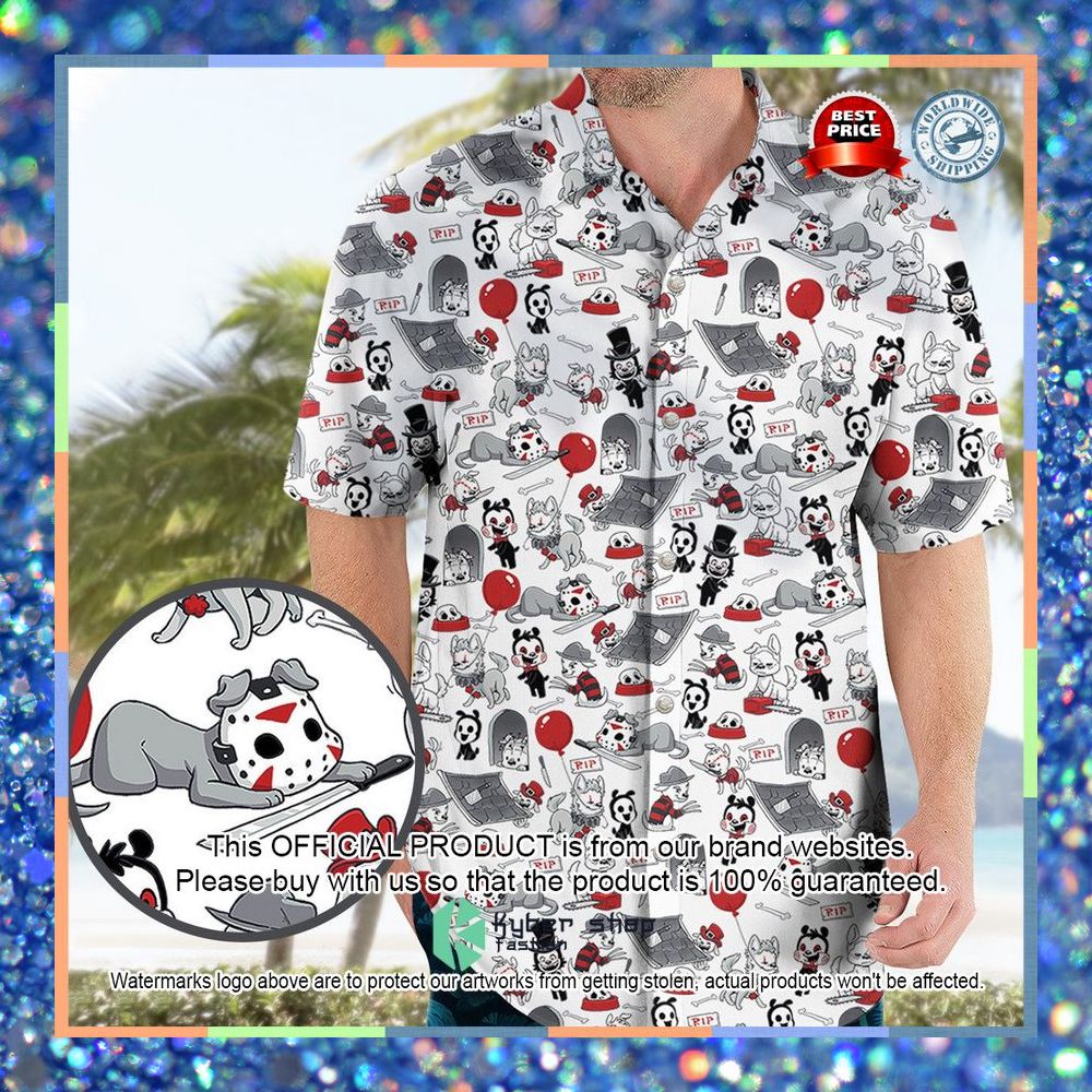 Horror Characters Dog Pattern Hawaiian Shirt 5 Horror Characters Dog Pattern Hawaiian Shirt word1