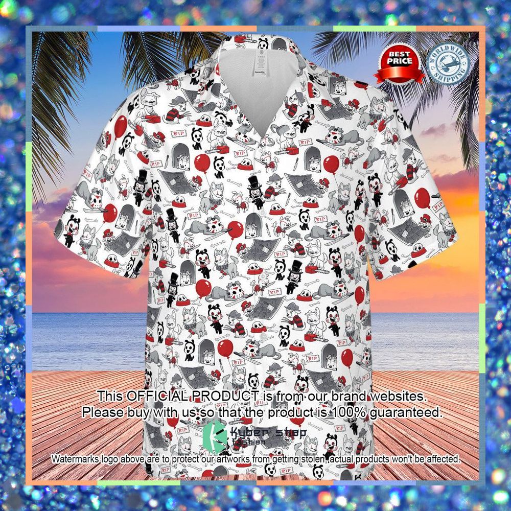 Horror Characters Dog Pattern Hawaiian Shirt 7 Horror Characters Dog Pattern Hawaiian Shirt word1