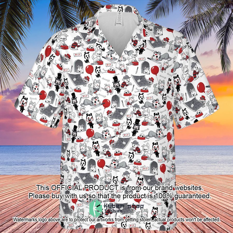 Horror Characters Dog Pattern Hawaiian Shirt 3 Horror Characters Dog Pattern Hawaiian Shirt word1