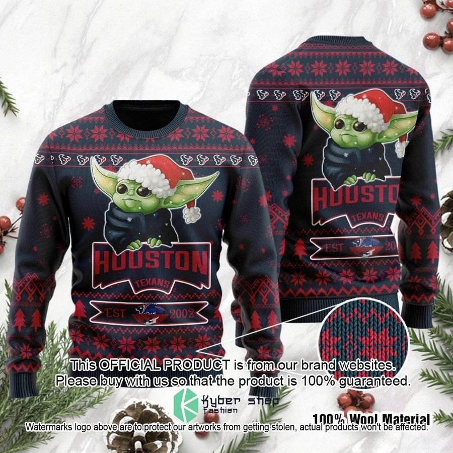 Houston Texans Baby Yoda Grogu Holiday Party Christmas Sweater