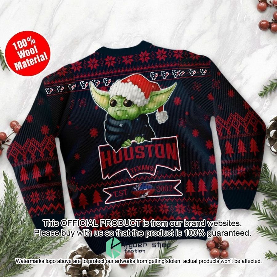 Houston Texans Baby Yoda Grogu Holiday Party Christmas Sweater 3 Houston Texans Baby Yoda Grogu Holiday Party Christmas Sweater word1