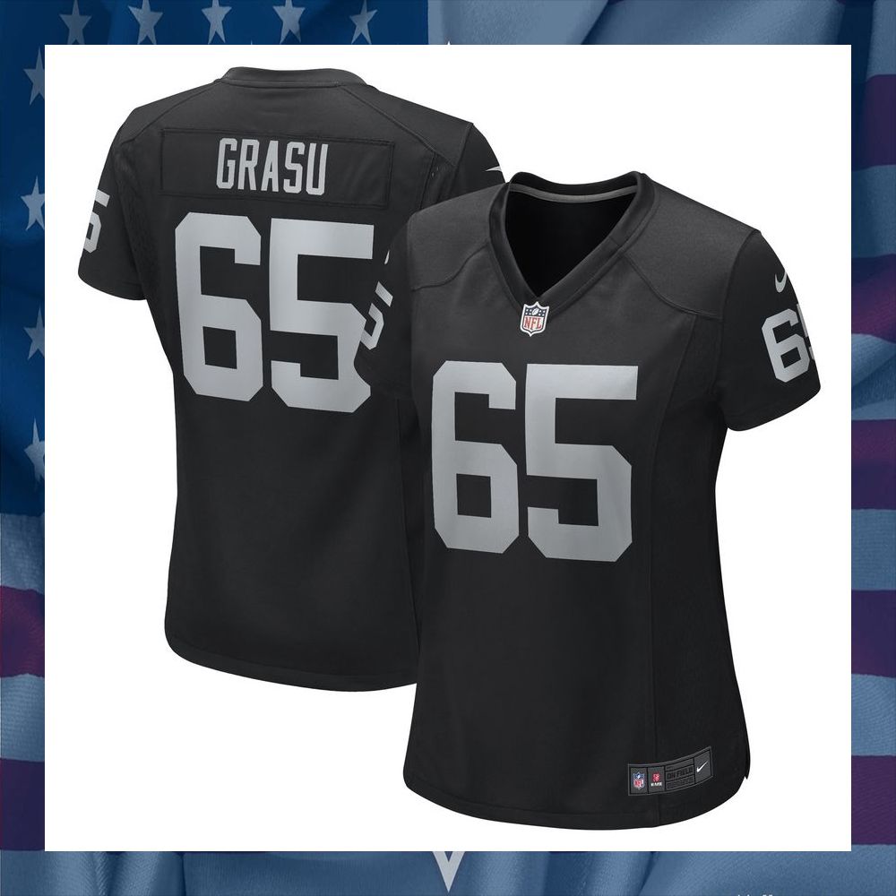 Hroniss Grasu Las Vegas Raiders Women's Black Football Jersey 5 Hroniss Grasu Las Vegas Raiders Women's Black Football Jersey word1