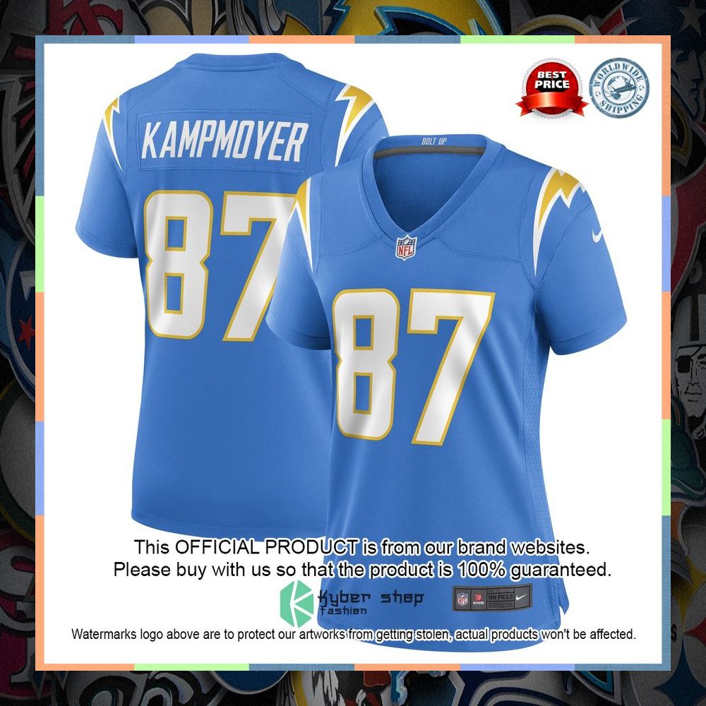 Hunter Kampmoyer Los Angeles Chargers Women's Powder Blue Football Jersey 5 Hunter Kampmoyer Los Angeles Chargers Women's Powder Blue Football Jersey word3