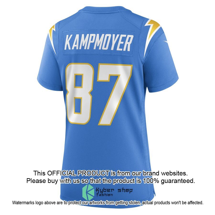 Hunter Kampmoyer Los Angeles Chargers Women's Powder Blue Football Jersey 3 Hunter Kampmoyer Los Angeles Chargers Women's Powder Blue Football Jersey word3