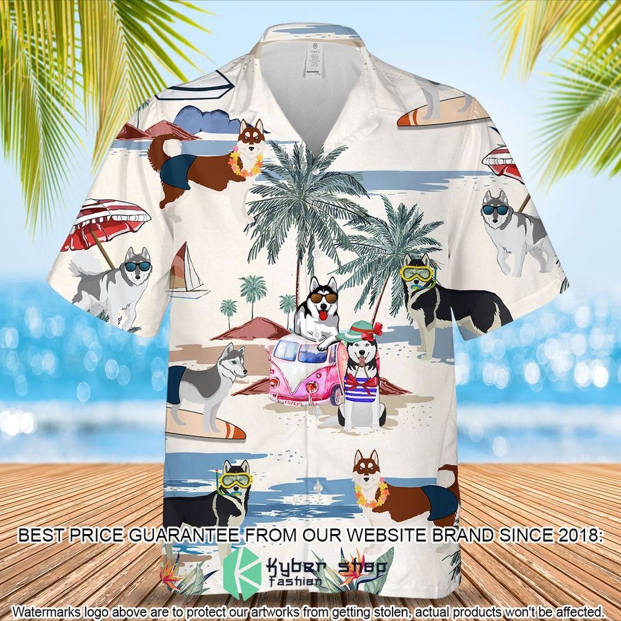 Husky Summer Beach Hawaiian Shirt