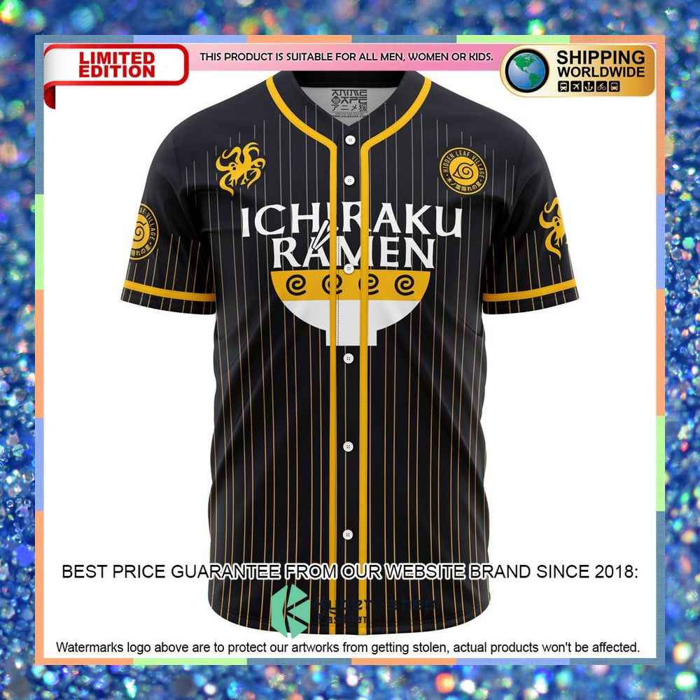 Ichiraku Ramen Naruto Yellow Baseball Jersey 4 Ichiraku Ramen Naruto Yellow Baseball Jersey word2
