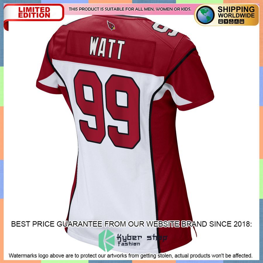 J.J. Watt Arizona Cardinals Women's White Football Jersey 3 J.J. Watt Arizona Cardinals Women's White Football Jersey word1