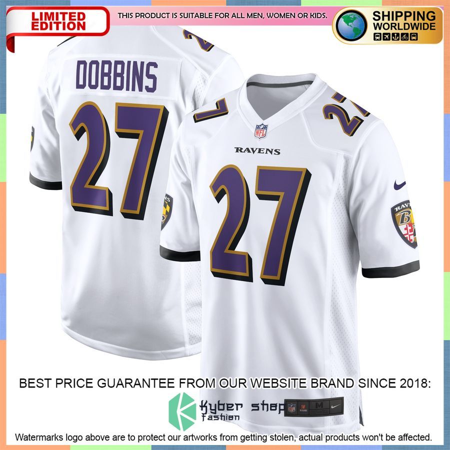 J.K. Dobbins Baltimore Ravens White Football Jersey