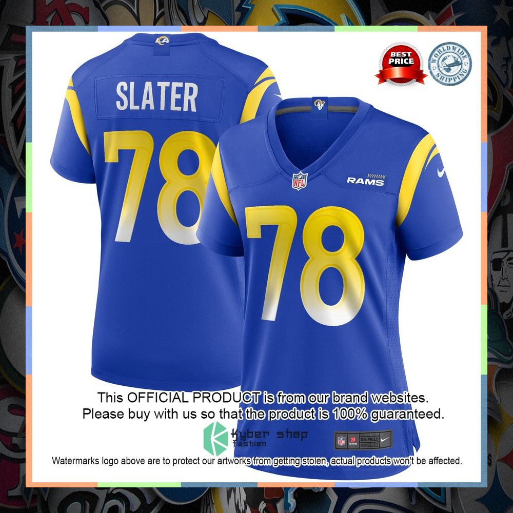 Jackie Slater Los Angeles Rams Women's Football Retired Royal Football Jersey 8 Jackie Slater Los Angeles Rams Women's Football Retired Royal Football Jersey word2