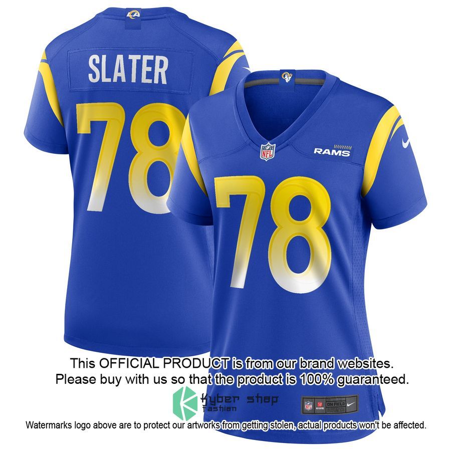 Jackie Slater Los Angeles Rams Women's Football Retired Royal Football Jersey 4 Jackie Slater Los Angeles Rams Women's Football Retired Royal Football Jersey word2