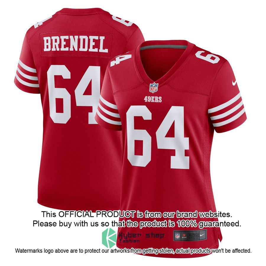 Jake Brendel San Francisco 49ers Women's Scarlet Football Jersey