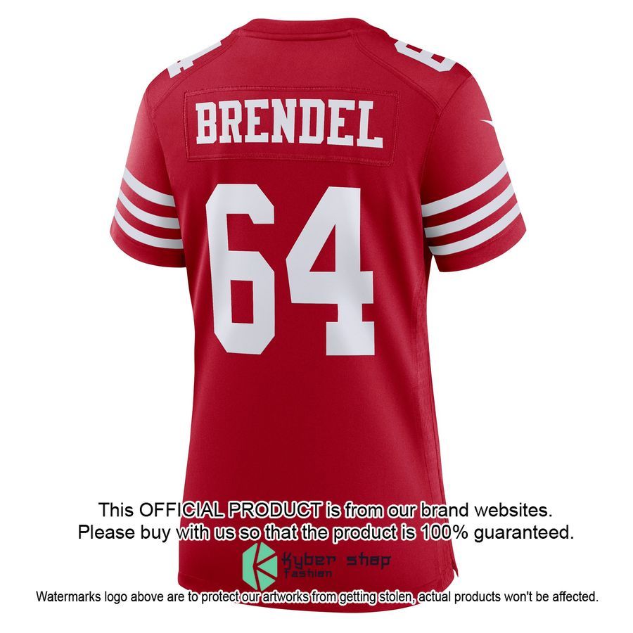 Jake Brendel San Francisco 49ers Women's Scarlet Football Jersey 3 Jake Brendel San Francisco 49ers Women's Scarlet Football Jersey word1