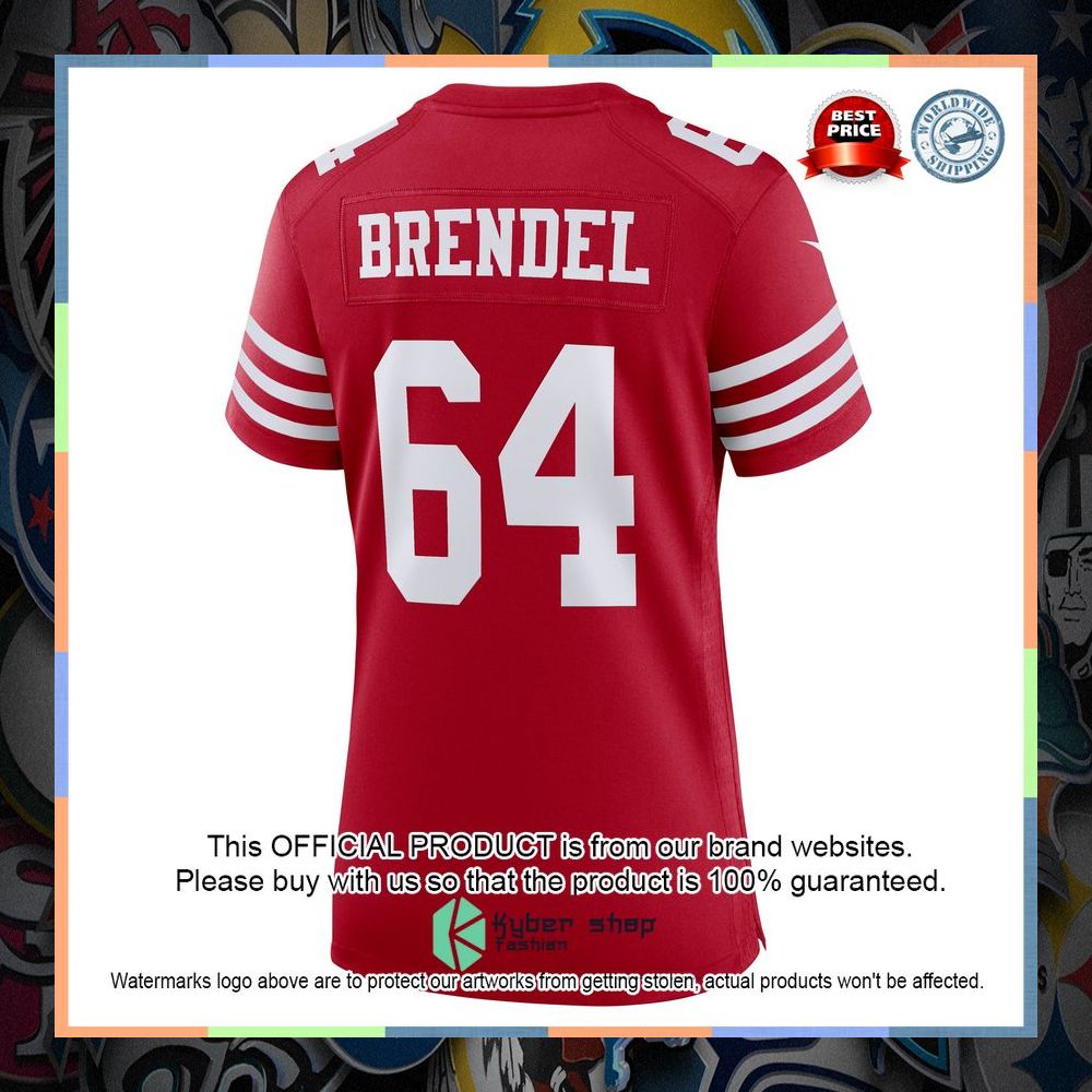 Jake Brendel San Francisco 49ers Women's Scarlet Football Jersey 7 Jake Brendel San Francisco 49ers Women's Scarlet Football Jersey word1